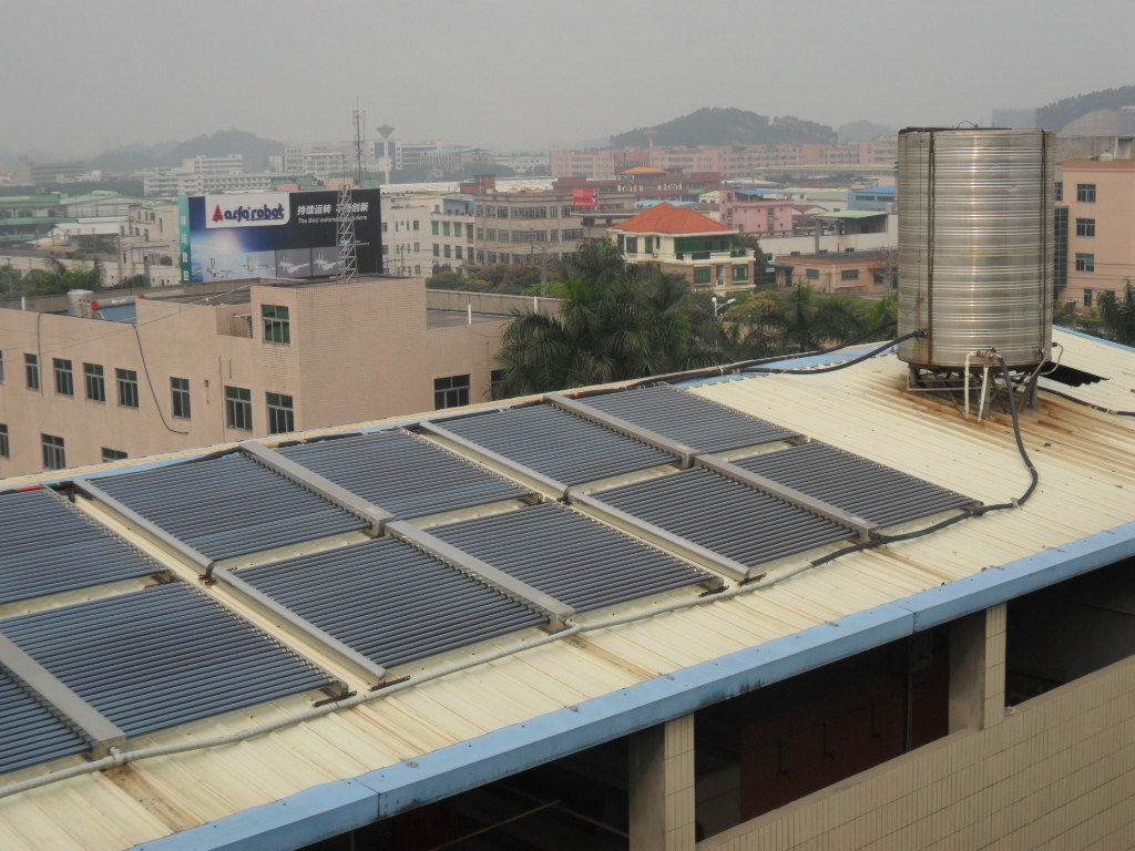 Commercial solar boiler system generating high temperature hot water for textile and food processing